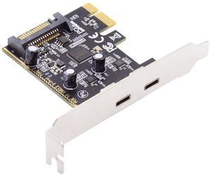 Jimier USB3.1 Gen1 5Gbps Dual Type-C USB-C Female to PCI-E Express 1x Card Adapter ASM1042 with Low Profile Bracket