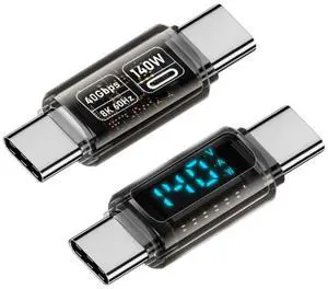 Jimier Type-C Smart LED Display USB-C Male to Male Extension Adapter USB4.0 40Gbps 140W Current Voltage Monitoring Tester Detector