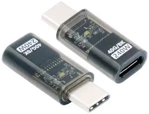 Jimier Transparent LED USB4 Type C Male to Female Extension 240W Power 40Gbps Data 8K Video Adapter for Phone Laptop