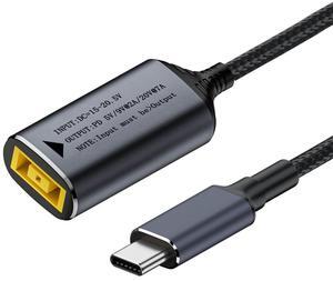 Jimier Rectangle Jack Thinkpad X1 Input to USB-C Type-C Power 140W Charge Cable for Laptop Phone PD9V 5V 20V 7A