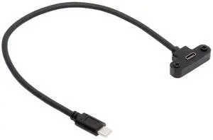 Jimier USB-C 480Mbps Type-C Male to Up Angled Female Extension Data Screw Locking Cable for Camera VR