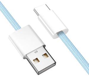 Jimier USB-C Type C Male to Type-A Male 15W 5V3A Power 480Mbps Data Cable Blue Sleeve for Phone & Tablet