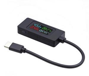 Jimier Type-C Voltage Current Power Capacity, Working Time Ammeter Voltmeter USB Cable Charger Detector USB-C Tester 4-30V 0-6.5A Digital Multimeter