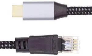 Jimier USB-C to Ethernet Cable USB Type-C to RJ45 Male Cord Directly Connected 1000Mbps Gigabit LAN Network Compatible with Thunderbolt3