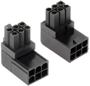 Jimier 2pcs/lot ATX 6Pin Male to Female 90 Degree Up Down Angled Power Header Adapter for GPU Graphics Card
