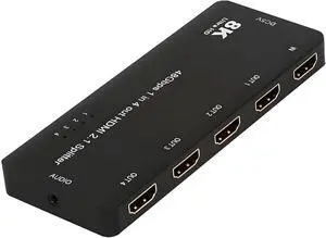 Jimier HDMI Splitter 8K 60hz Ultra-HD Converter Compatible 2.1 Switch 1-IN-4-OUT 48Gbps UHD Hub Support HDCP SST Extended 4K@120hz 3.5mm Audio