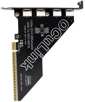 Jimier PCI-Express 4.0 PCIE 16x Detachable to Four Oculink SFF-8612 SFF-8611 External VROC Raid0 Adapter for U.2 SSD eGPU External Graphics Card Dock