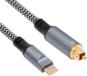Jimier Type-C to SPDIF Toslink Optical Audio Cable Opt Male USB-C to Digital Optical Fiber Optic Sound Interface Male Adapter Wire for Desktop Laptop