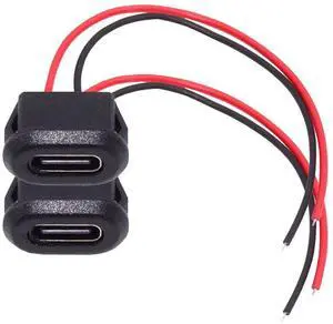 Jimier 2pcs/set DIY OEM Type-C USB-C Female Socket to 2Pin Open Cable Latch Mount Type DC 5V Power
