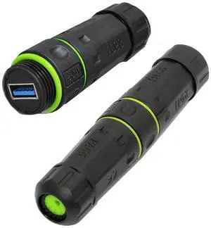 Jimier M20 Locking IP68 Waterproof Type-A USB3.0 5Gbps USB-A Female to USB-A Female Extension Adapter Coupler