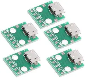 Jimier 5pcs/set DIY OEM USB2.0 Micro-B Female Receptacle Socket Connector with Flange PCB Mounting Assembly Solder Type 480Mbps