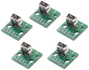 Jimier 5pcs/set DIY OEM USB2.0 Mini-B Female Receptacle Socket Connector Vertical with PCB Mounting Assembly Solder Type 480Mbps