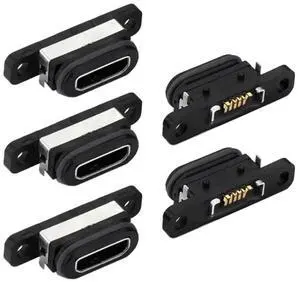 Jimier 5pcs/set DIY OEM USB2.0 Micro-B Female Receptacle Socket Connector with Mounting Waterproof SMT Type 480Mbps
