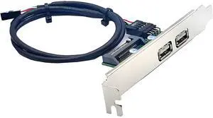 Jimier Internal Dual USB2.0 Female Mount Panel to Motherboard 9pin Baffle Cable with Extral SATA Power and 12cm Bracket