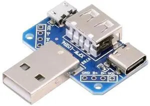 Jimier USB2.0 1-to-3 Power Type-A Male To Female Type-A & Micro USB & USB-C Type-C Adapter PCBA