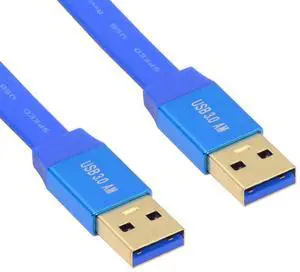 Jimier Ultra Flat Slim USB 3.0 Type-A Male to USB3.0 A Male Cable Extension Blue 5Gbps for Disk SSD Camera Data