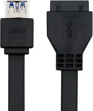 Jimier Stackable Dual Port USB 3.0 Female Type-A DIP Type to Motherboard 20Pin 19Pin Header Cable with Fixed Feet 50cm Jimier Stackable Dual Port USB 3.0 Female Type-A DIP Type to Motherboard 20Pin 19Pin Header Cable with Fixed Feet 50cm