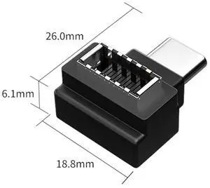 Jimier Type-C USB-C Male to Type-E USB 3.1 Front Panel Header Female Motherboard Extension Data Adapter 90 Degree Angled