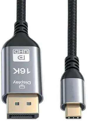 Jimier 16K 8K USB4 USB5.0 Type C USB-C Source to DisplayPort DP Displays Male HDTV Cable for Laptop Monitor 2.0m