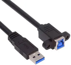 Jimier USB 3.0 Type-B Female to USB3.0 Type-A Male Cable Extension 5Gbps for Disk SSD Camera Data 30cm