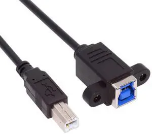 Jimier USB 3.0 Type-B Female to USB2.0 Type-B Male Cable Extension 5Gbps for Disk SSD Camera Data 30cm