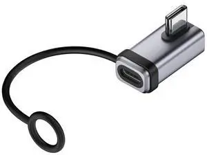 Jimier 90 Degree USB5.0 80Gbps Male to Female Low Profile Left Right Angled Extension Adapter with Lanyard Keychain 240W 16K 8K 5K Compatible with USB4.0 Thunderbolt3/4/5