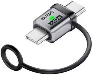 Jimier 90 Degree USB5.0 80Gbps Male to Male Straight Extension Adapter with Lanyard Keychain 240W 16K 8K 5K Compatible with USB4.0 Thunderbolt3/4/5