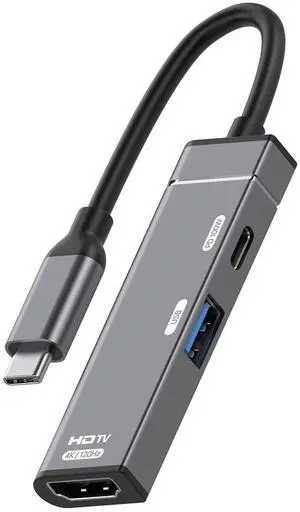 Jimier USB-C Type-C to HDMI 4K@120hz USB 3.0 OTG Converter HDTV Multiport Adapter with Female PD 100W Power Port