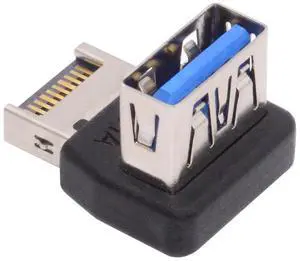 Jimier USB 3.1 Front Panel Header Male Type-E to Type-A USB3.0 Female Data Adapter Up Angled 90 Degree for Motherboard