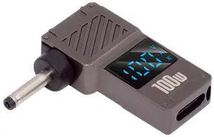 Jimier Type-C USB-C Input to DC 3.0x1.1mm Jack Smart LED Display 100W Output Power 20V 5A PD Charge 65W Adapter for Laptop