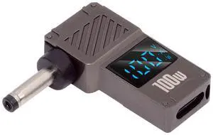 Jimier Type-C USB-C Input to DC 4.0x1.3mm Jack Smart LED Display 100W Output Power 20V 5A PD Charge 65W Adapter for Laptop