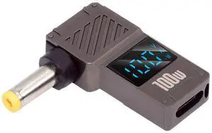 Jimier Type-C USB-C Input to DC 5.5x1.7mm Jack Smart LED Display 100W Output Power 20V 5A PD Charge 65W Adapter for Laptop