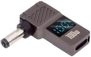 Jimier Type-C USB-C Input to DC 5.5x2.1mm Jack Smart LED Display 100W Output Power 20V 5A PD Charge 65W Adapter for Laptop