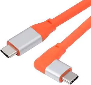 Jimier USB3.2 20Gbps Male to Male Cable 90 Degree Left Right Angled Ultra Soft High Flex 100W 8K 5K 4K USB4.0 Hyper Super Flexible Cord (50cm)