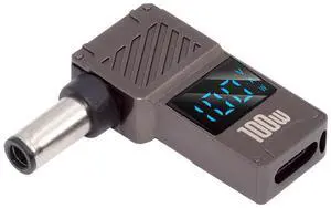 Jimier Type-C USB-C Input to DC 7.4x5.0mm Jack Smart LED Display 100W Output Power 20V 5A PD Charge 65W Adapter for Laptop
