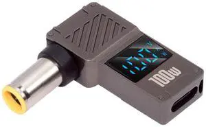 Jimier Type-C USB-C Input to DC 7.9x5.4mm Jack Smart LED Display 100W Output Power 20V 5A PD Charge 65W Adapter for Laptop