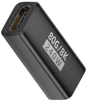 Jimier USB5.0 80Gbps Female to Female Extension Adapter with 240W 16K 8K 5K Compatible with USB4.0 Thunderbolt3/4/5