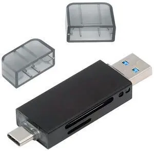 Jimier USB 3.0 & Type-C to TF T-Flash Card & SD Card Reader Writer for Camera & Laptop & Tablet & Mate Serial Phone