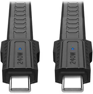 Jimier USB5.0 80Gbps Flat Slim FPC Cable 240W 16K@30hz 8K 60Hz 5K Lanyard Strap Chain Compatible with 40Gbps USB4.0 Thunderbolt3/4/5 (Black Color)