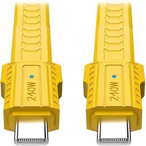 Jimier USB5.0 80Gbps Flat Slim FPC Cable 240W 16K@30hz 8K 60Hz 5K Lanyard Strap Chain Compatible with 40Gbps USB4.0 Thunderbolt3/4/5 (Yellow Color)
