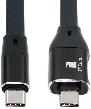 Jimier Type-C USB-C Male to Male USB 3.1 10Gbps & TF Micro-SD Card Reader Flat Slim FPC Data Cable for Laptop Phone