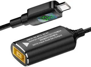 Jimier Rectangle Jack Thinkpad X1 Input to USB-C Type-C Power 140W Smart LED Display Charge Cable for Laptop Phone PD9V/5V/20V/7A