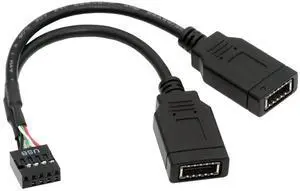 Jimier Dual Port USB 3.1 Front Panel Socket Key-A Type-E to USB 2.0 9Pin 10Pin Mainboard Header Male Extension Cable