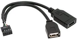 Jimier Dual Port Type-A & USB 3.1 Front Panel Socket Key-A Type-E to USB 2.0 9Pin 10Pin Mainboard Header Male Extension Cable