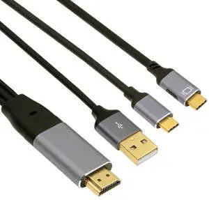 Jimier Reversed HDMI 4K Source to Type C USB-C Touch Screen Displays Male HDTV Cable for Laptop Monitor 2.0m