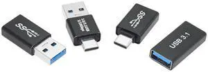 Jimier 4pcs/lot USB 3.1 Type-A Male Female to USB-C Female Power Data 10Gbps Adapter for Laptop Phone