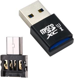 Jimier Mini Size USB 3.0 to Micro SD SDXC TF Card Reader with Micro USB 5pin OTG Adapter for Tablet / Cell Phone GT-186/U3-286-BK