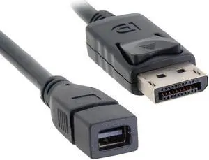 Jimier DP DisplayPort Male to Mini DP DisplayPort Female Cable 20cm for Displays HDTV Monitor DP-048-BK