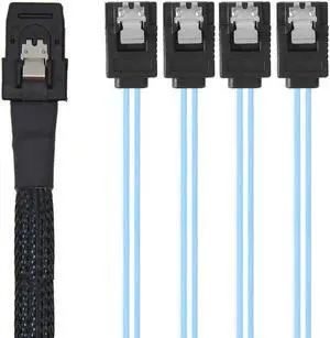 Jimier MINI SAS 4i SFF-8087 36P To 4 SATA 7Pin HDD Hard Disk internal cable,1m SF-004-1.0M
