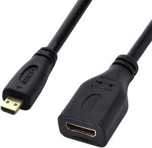 Jimier Cable D Type Micro HDMI 1.4 Male to Mini HDMI 1.4 Female C Type Extension Cable 10cm for Laptop PC HDTV